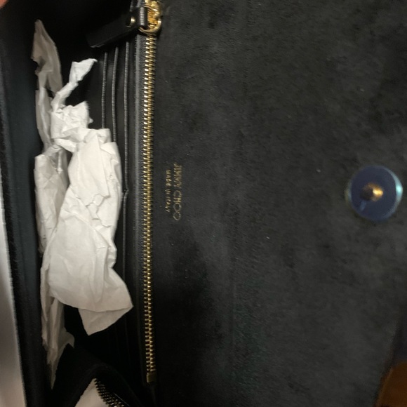 Jimmy Choo Clutch Bag. Black Lizard printed velvet. - Picture 15 of 16